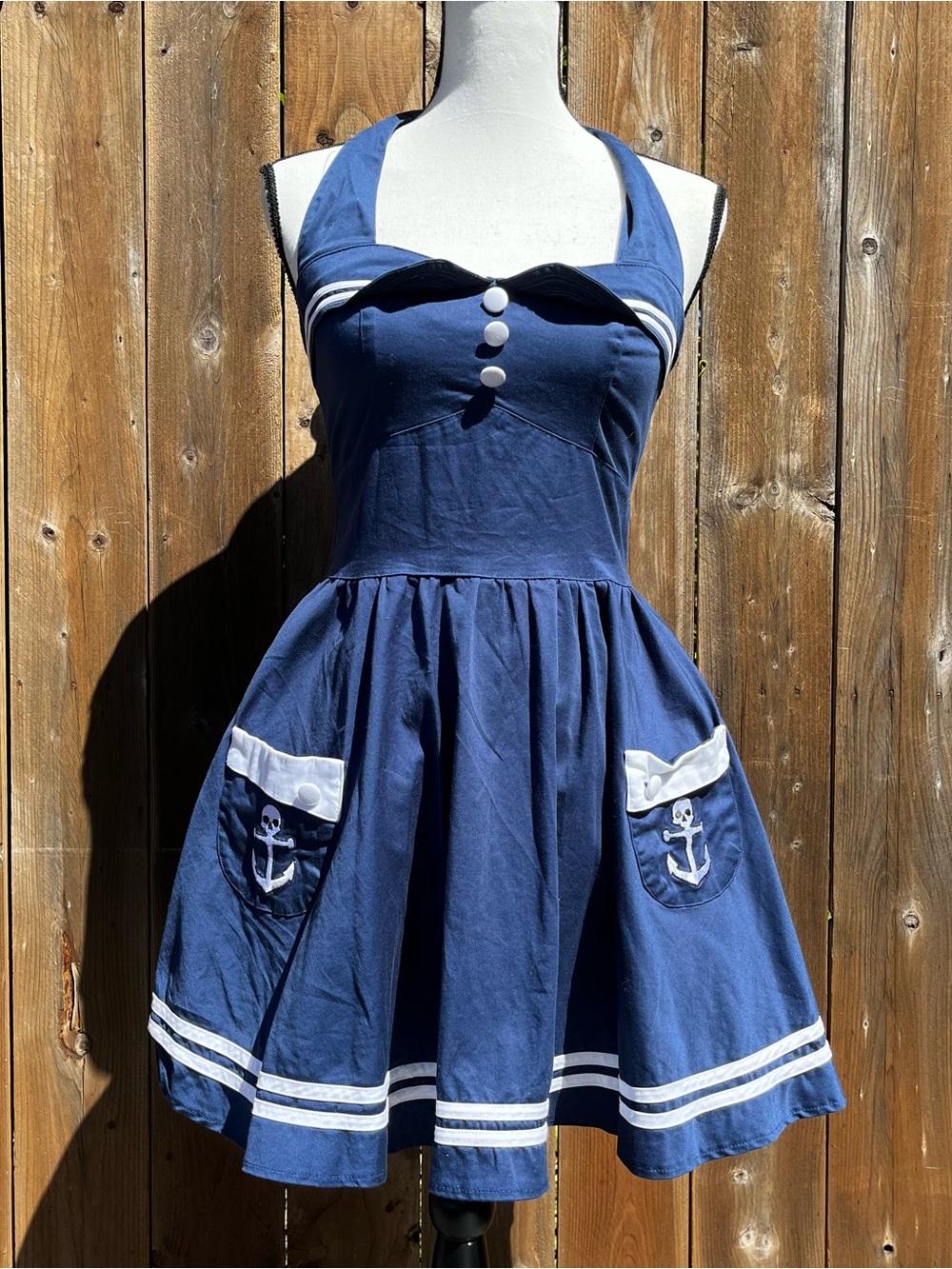 Hell Bunny Vixen Skull Sailor Retro Style Navy Dress